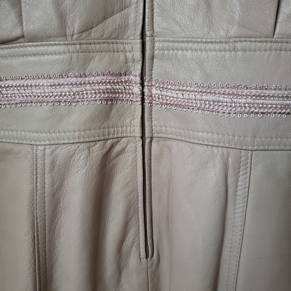 LUXURY VINTAGE Dominic Bellissimo Genuine Leather Dusty Rose Dress - Picture 14 of 16